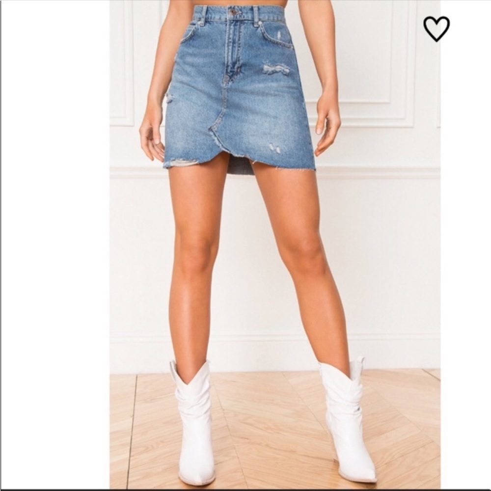 We The Free Hallie Distressed Denim Skirt